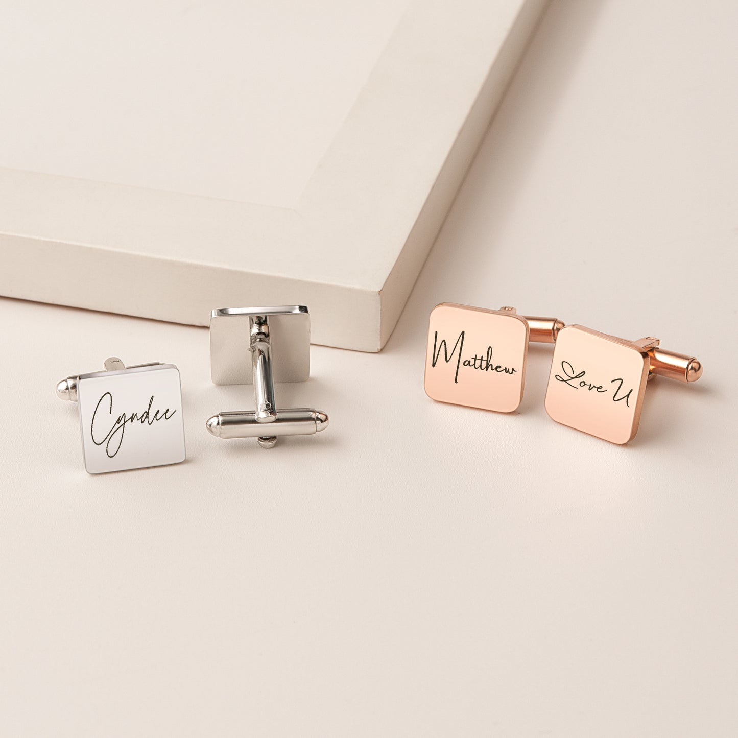 Custom Handwriting and Actual Fingerprint Square Cuff Links