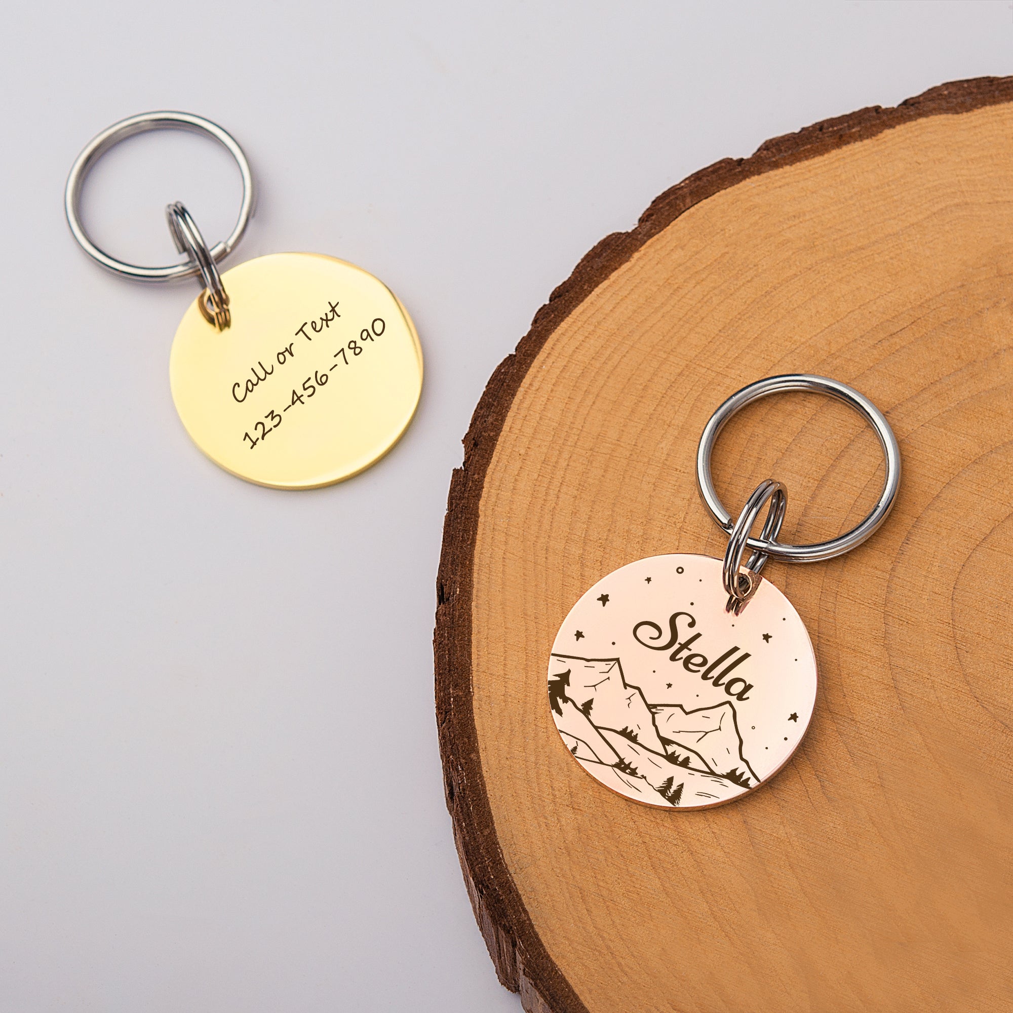 Mountain Starry Sky Round Pet ID Dog Tag