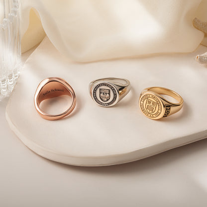 Custom College Emblem Signet Ring