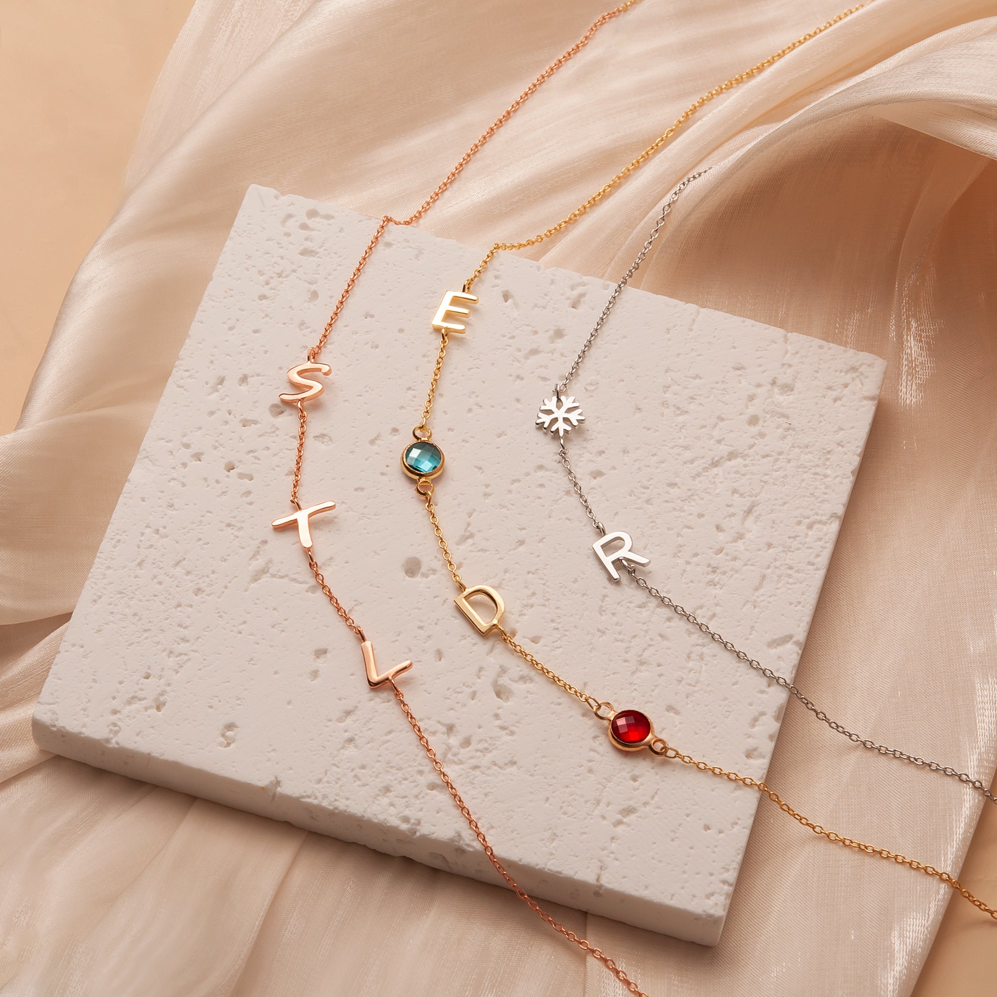 Personalized Charms and Birthstone Necklace