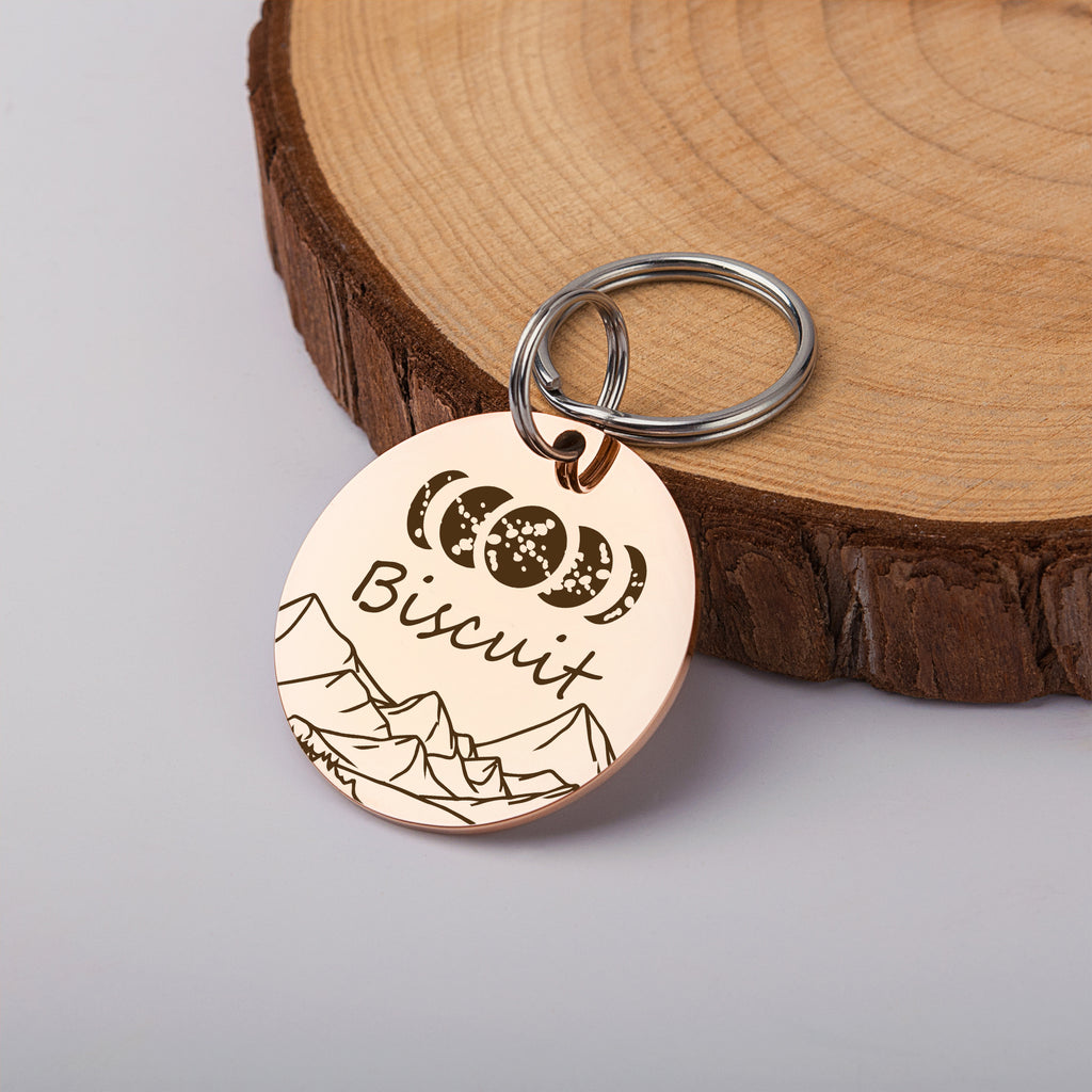 Moon Phases Round ID Pet Tag