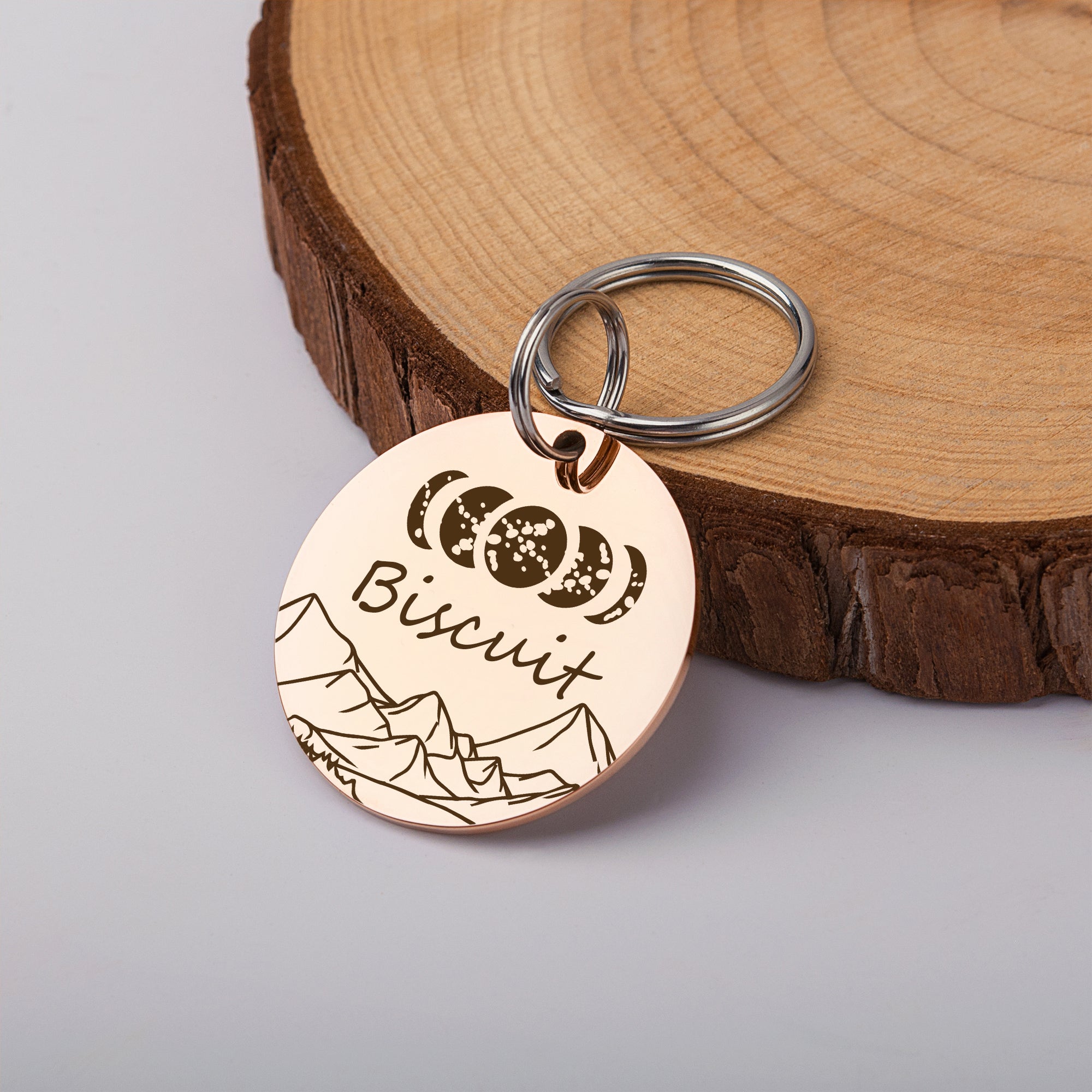 Moon Phases Round ID Pet Tag