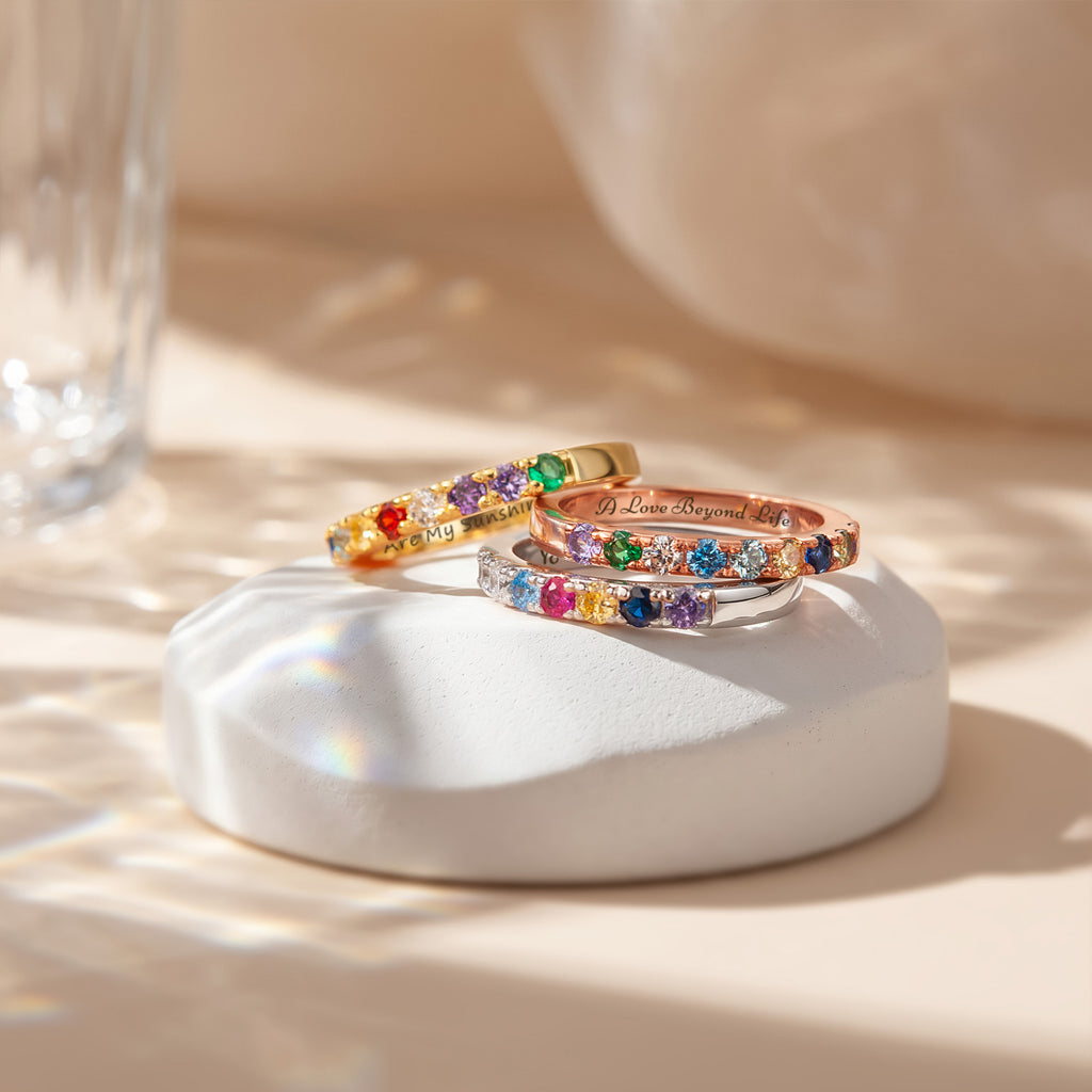 Personalized 925 Sterling Silver Birthstone Ring