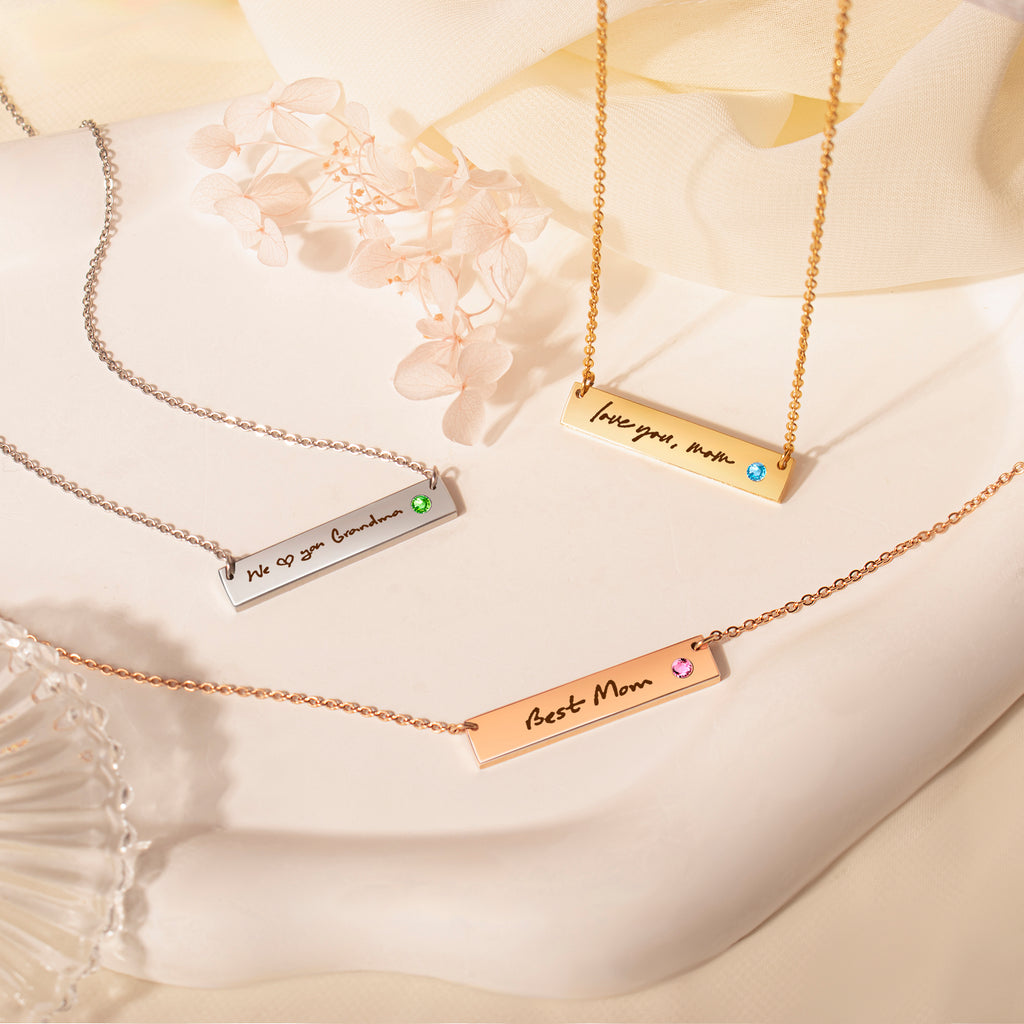 Birthstone Bar Handwriting Necklace