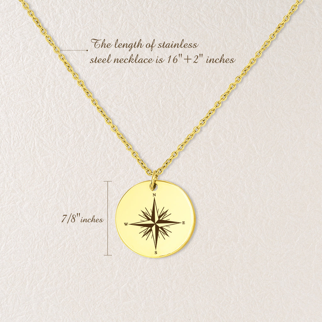 "Never Stop Exploring" Compass Necklace