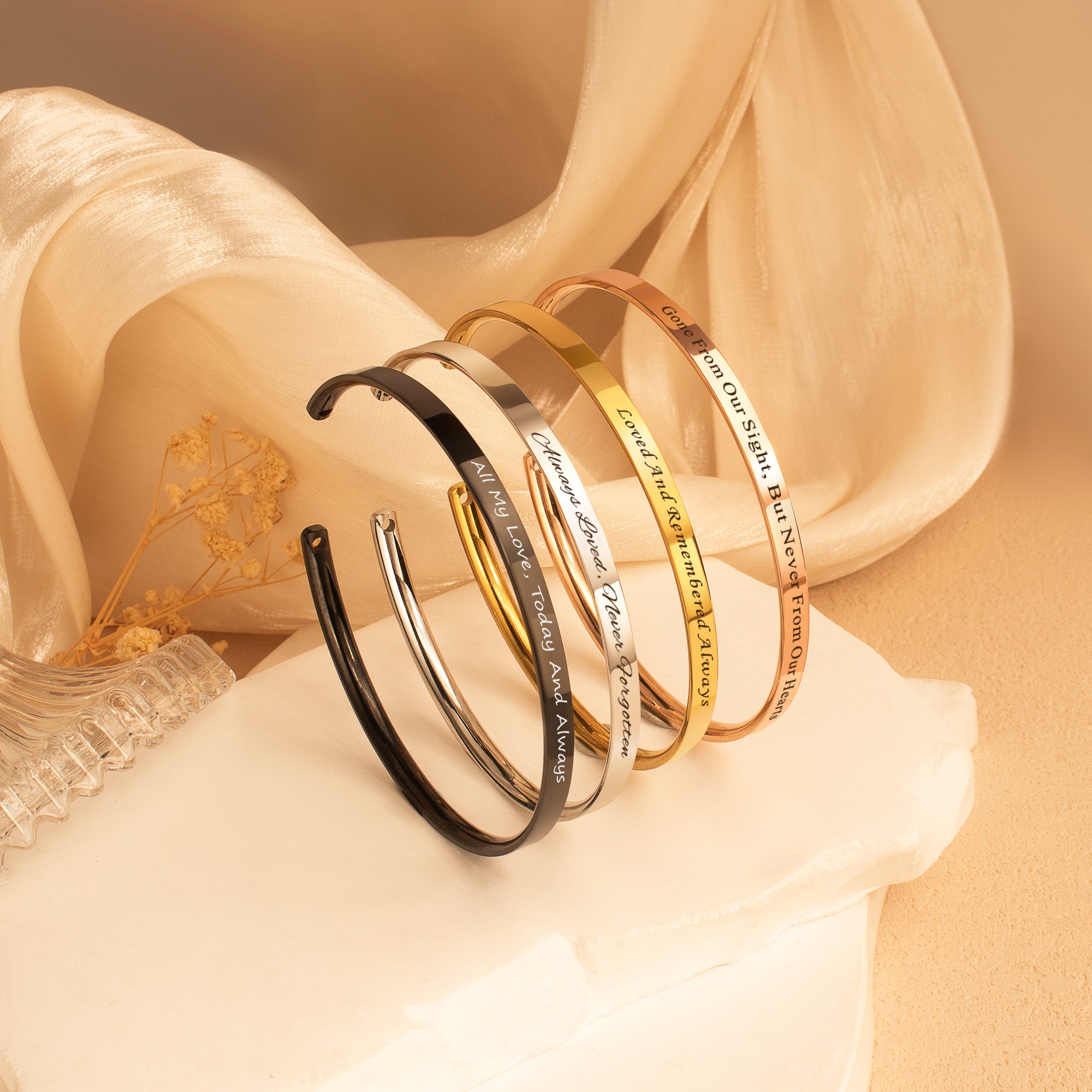 Dainty Memorial Cuff Bangle