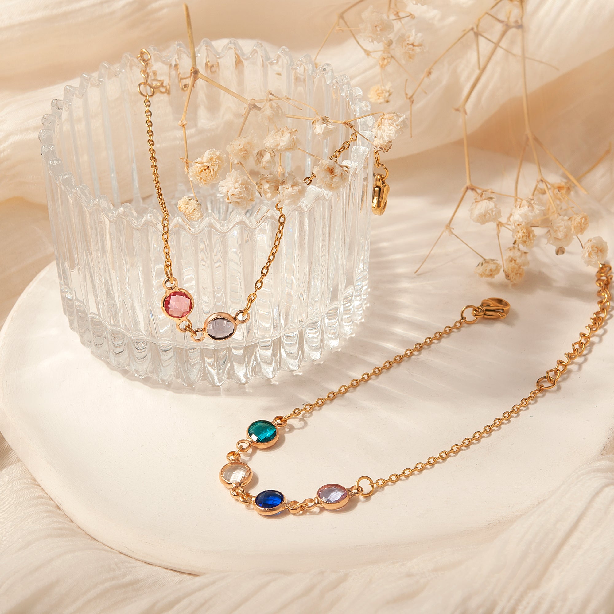 Birthstone Connecter Charm Bracelet