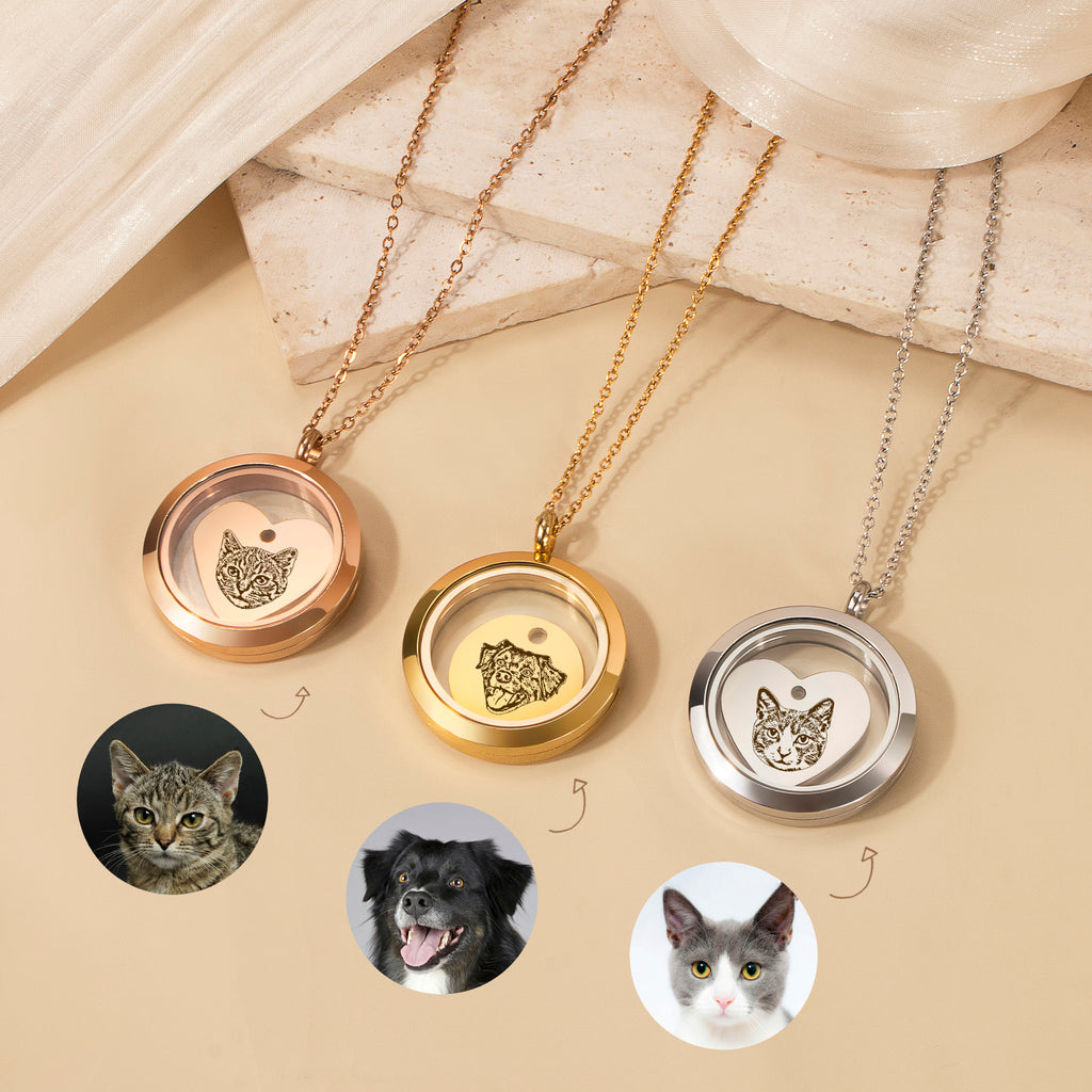 Pet Portrait Charm Locket Necklace