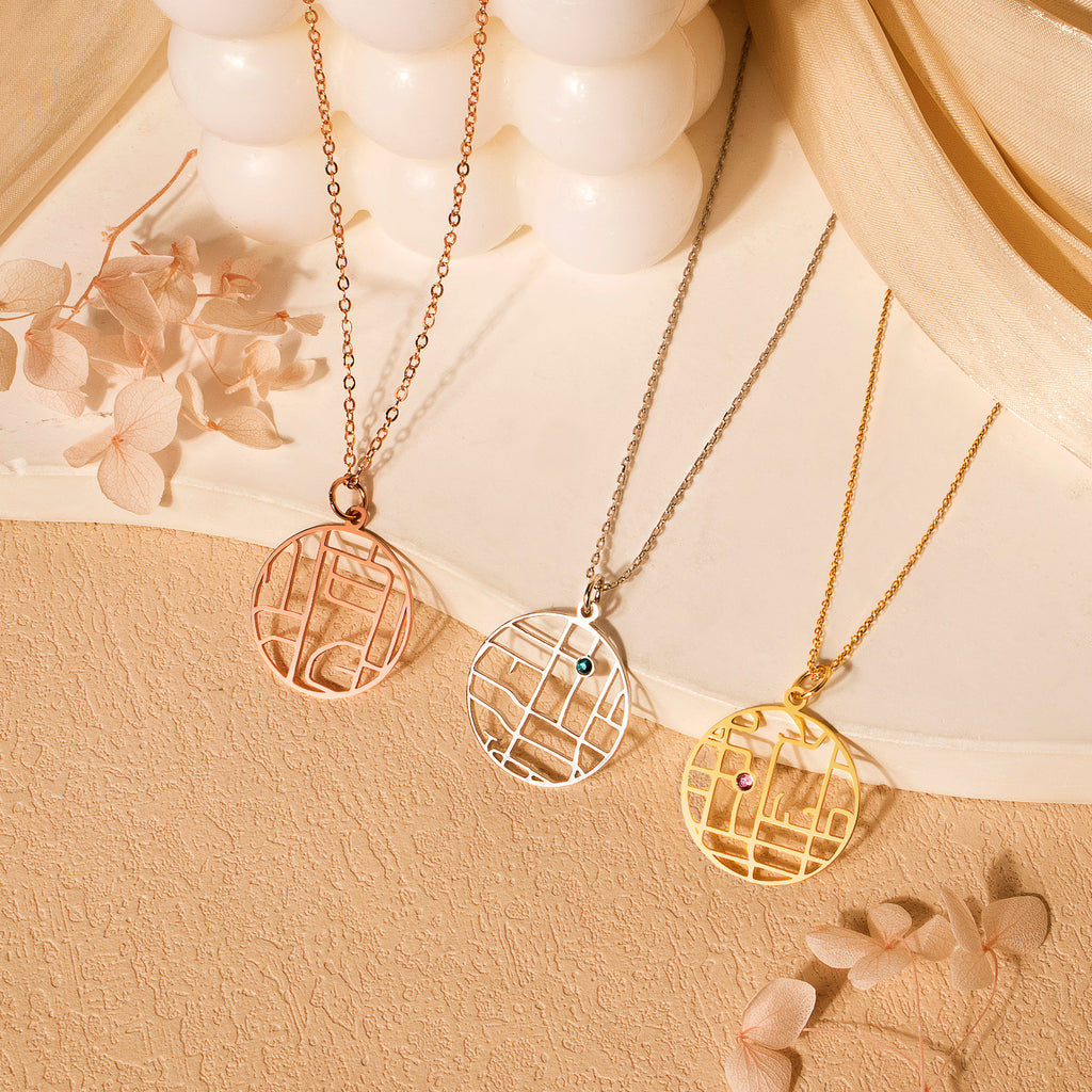 Circle Location Map Necklace