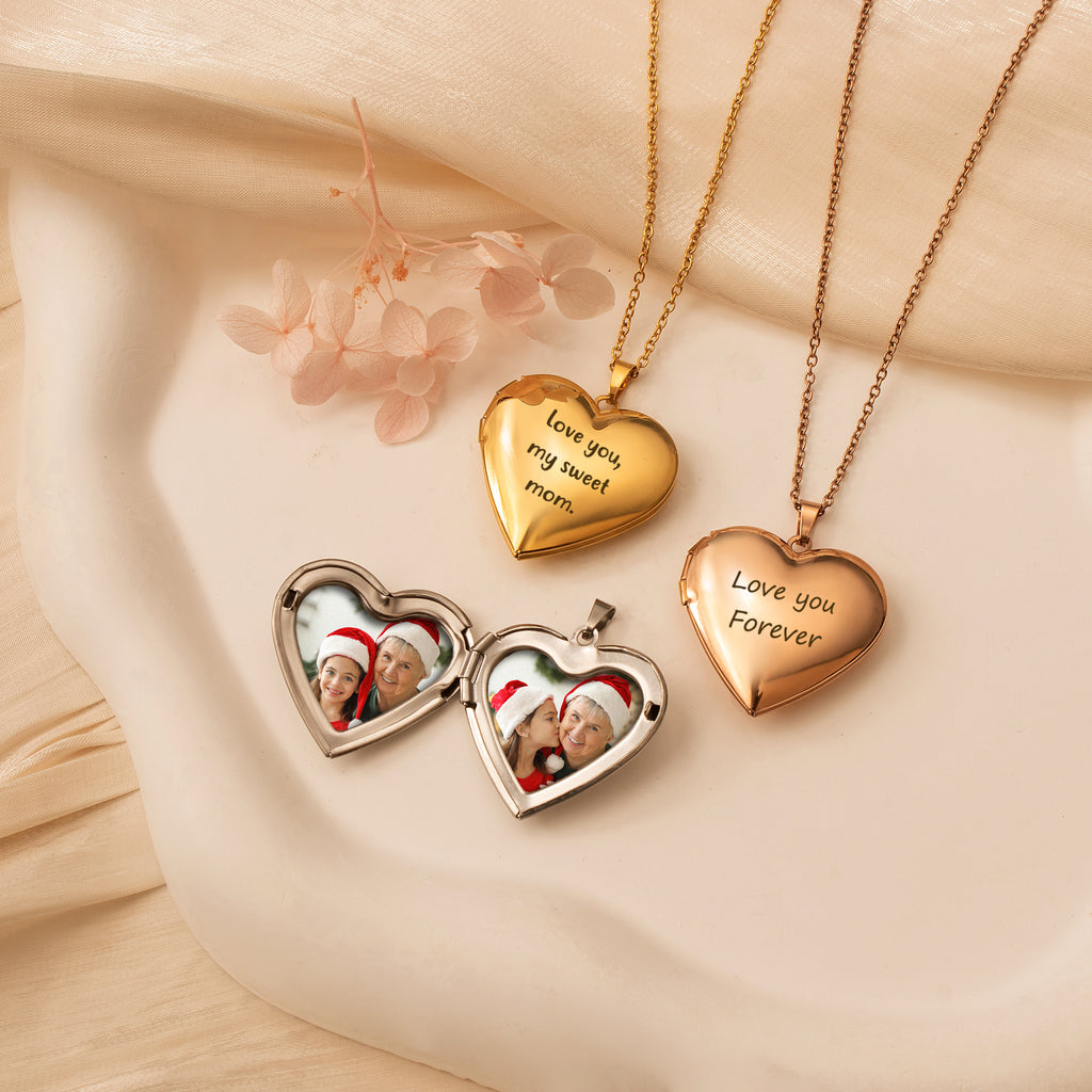 Personalized Heart Photo Locket Necklace