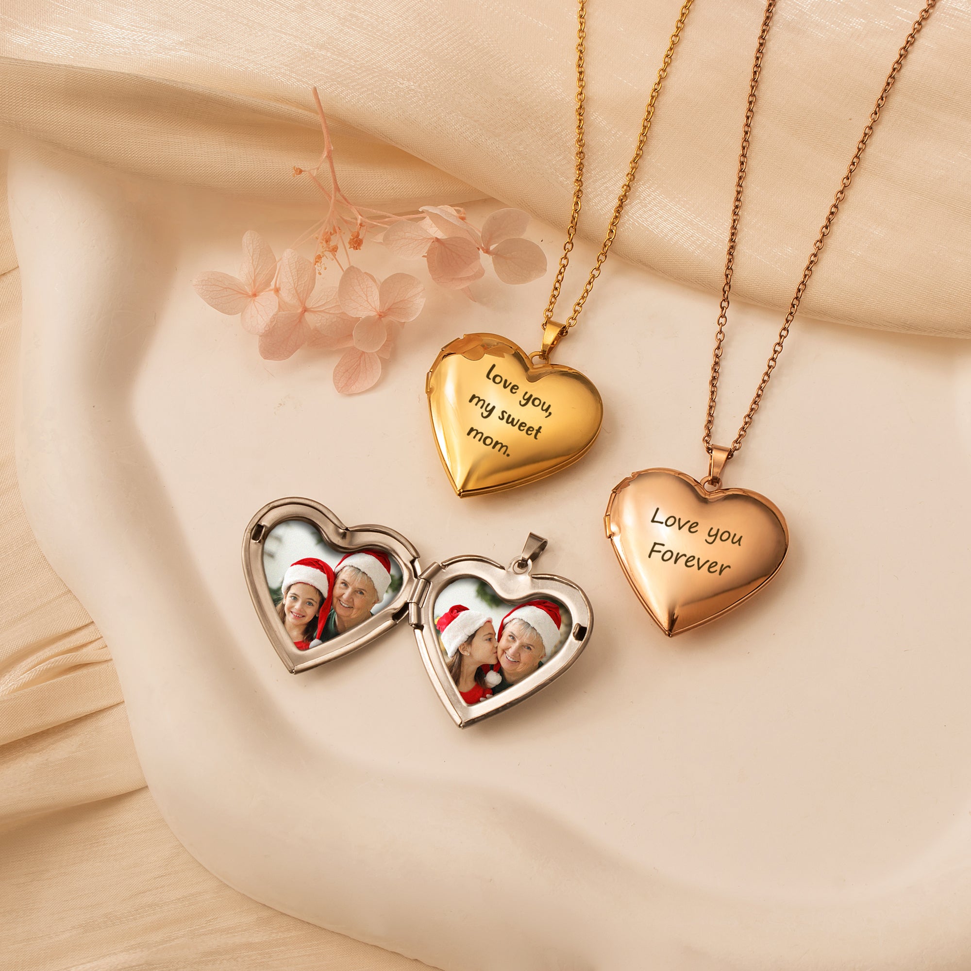 Personalized Heart Photo Locket Necklace