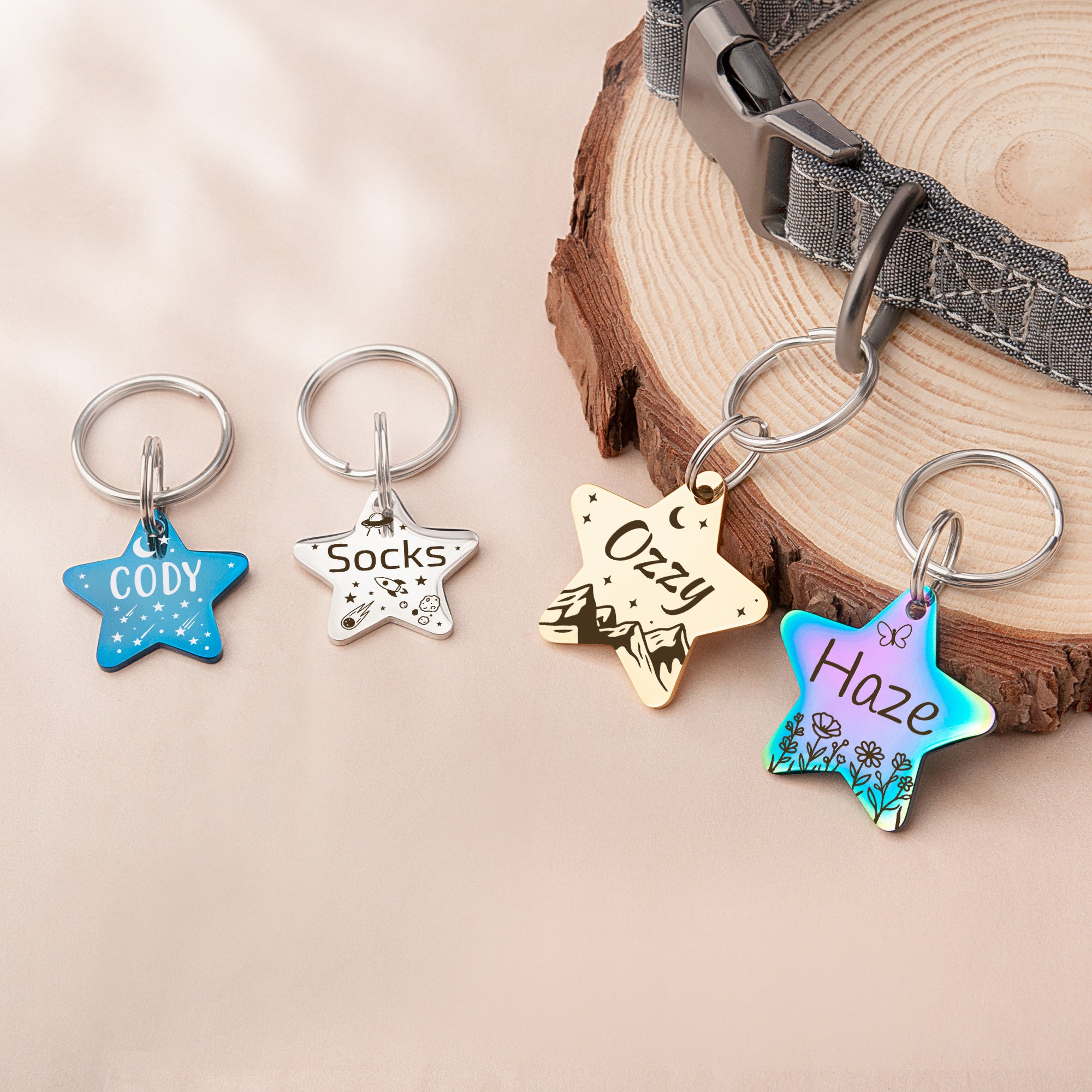 Personalized Star Stainless Steel Pet ID Tag