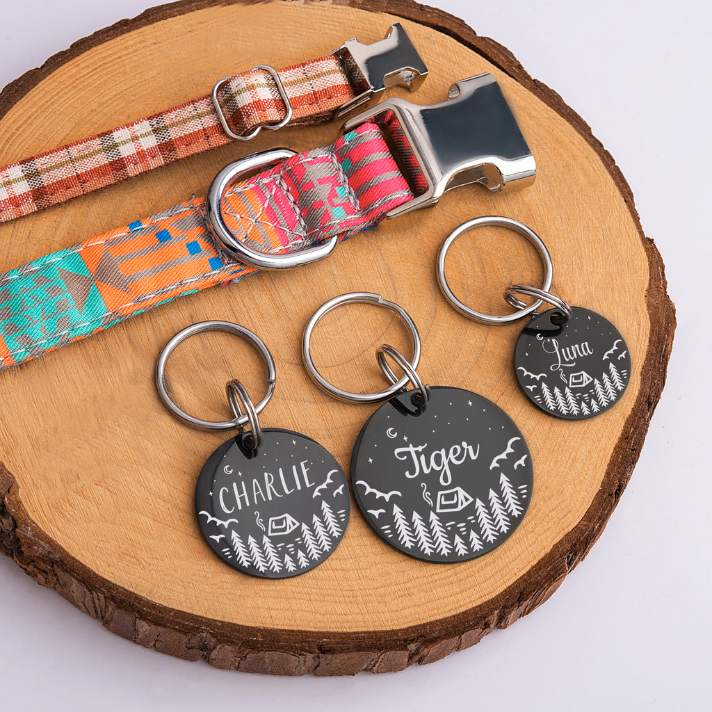 Camping in the Woods Round Pet ID Dog