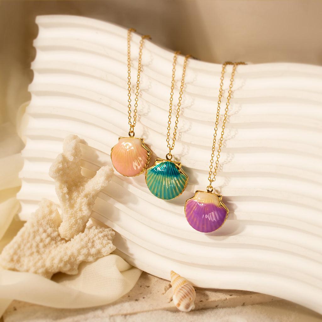 Custom Seashell Photo Locket Necklace