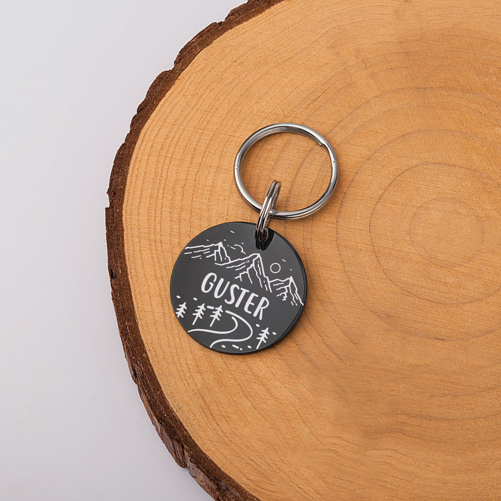 Mountain Road Round Pet Dog Tag