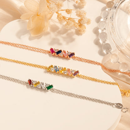 Personalized Birthstone Double Chain Bracelet