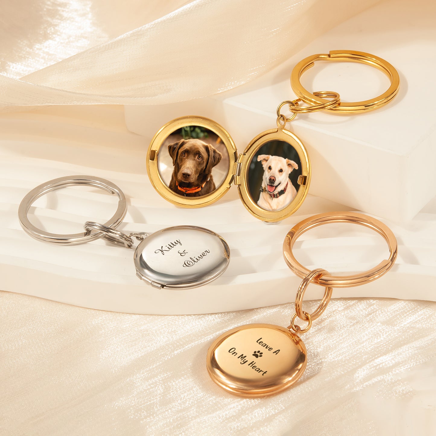 Custom Text Photo Locket Key Chain