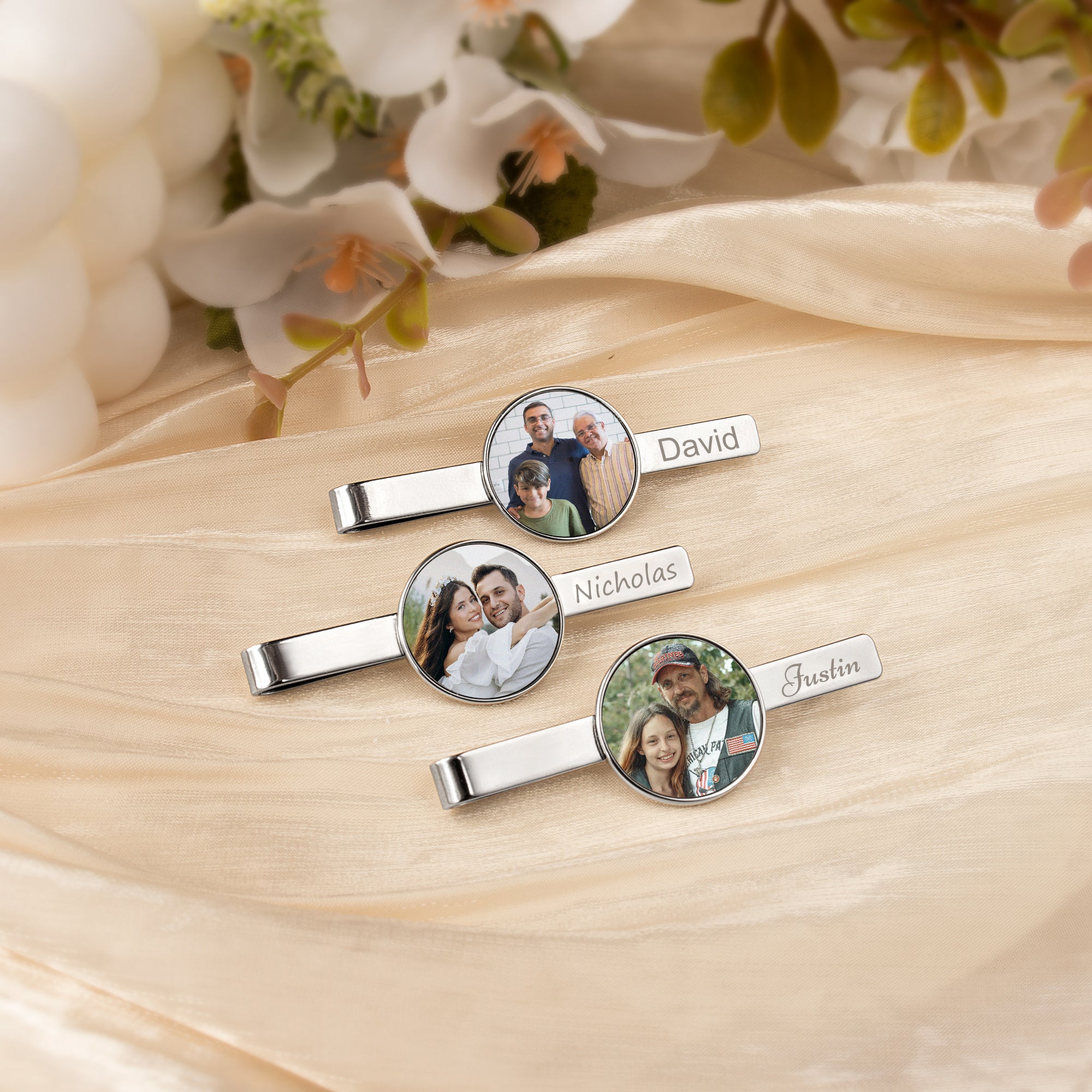 Custom Wedding Photo Tie Clip