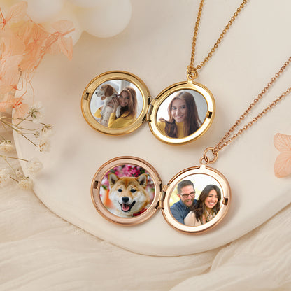 Custom Birth Flower Photo Locket Necklace