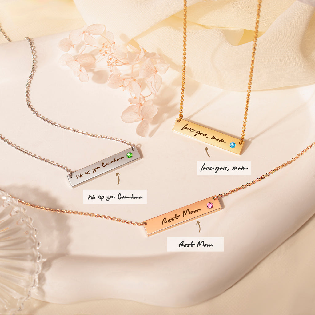 Birthstone Bar Handwriting Necklace