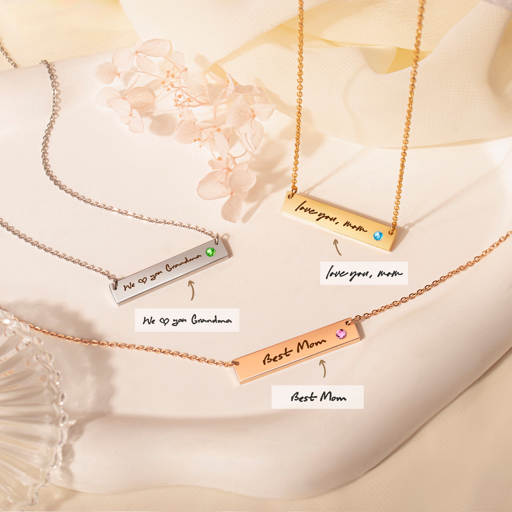 Birthstone Bar Handwriting Necklace