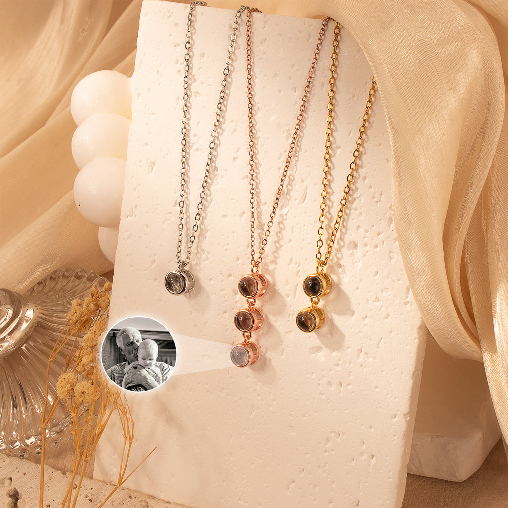Round Multi-Photo Projection Pet Memorial Necklace