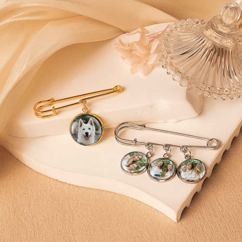 Memorial Photo Brooch Lapel Pin
