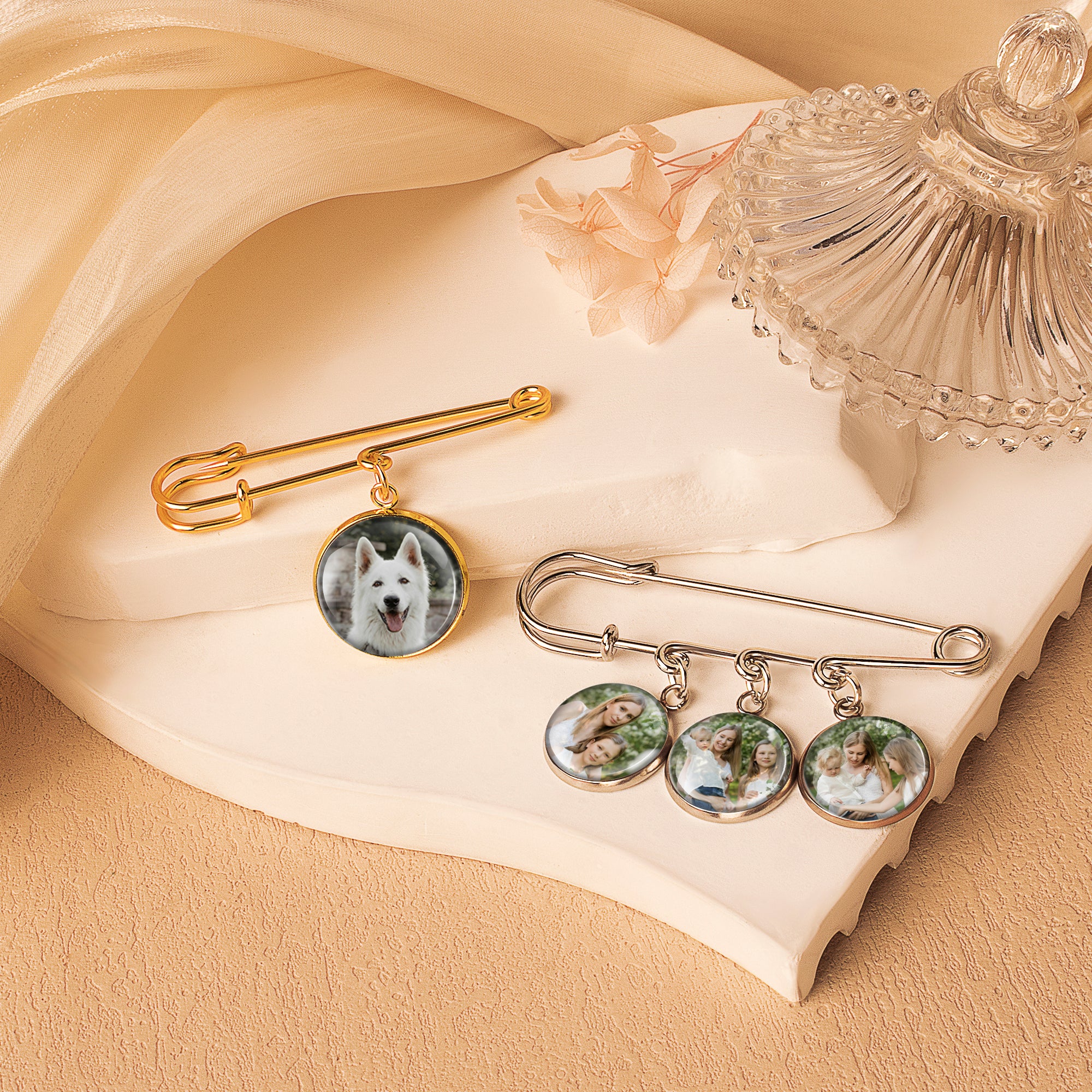 Memorial Photo Brooch Lapel Pin