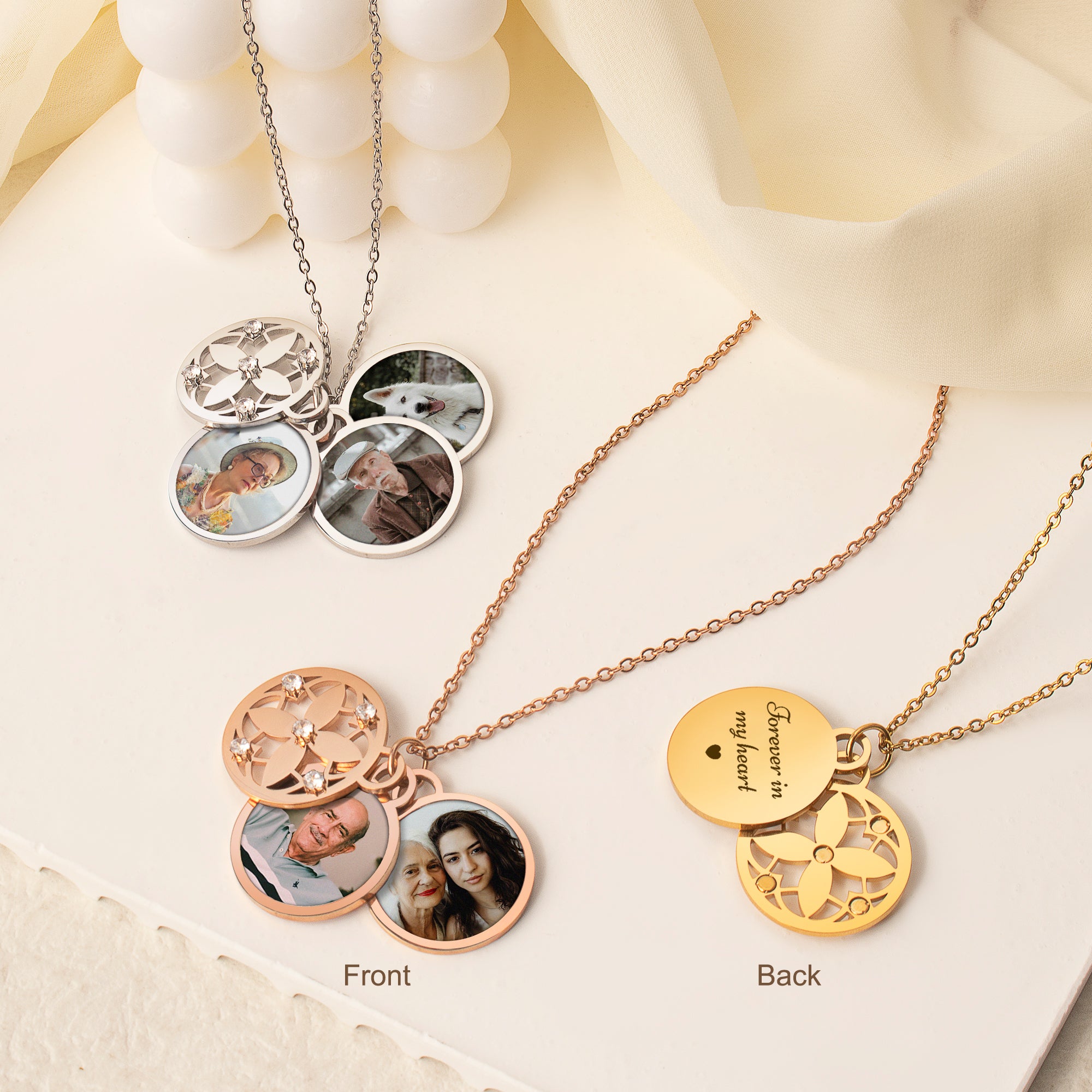 Four Leaf Memorial Photo Necklace