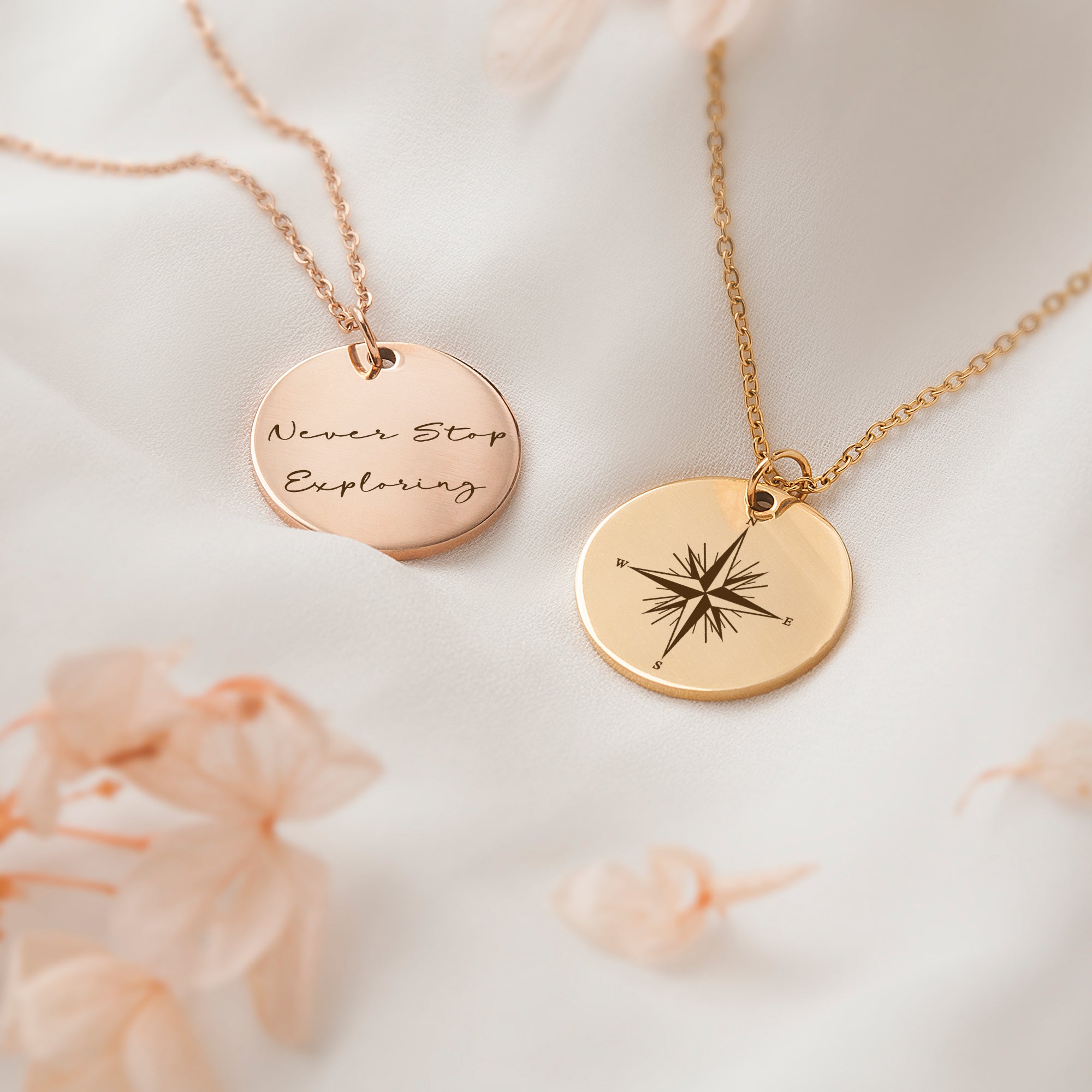 "Never Stop Exploring" Compass Necklace