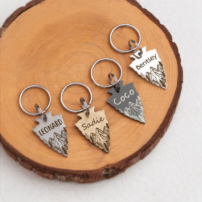 Personalized Arrowhead Shaped Mountain Peak Themed Pet ID Dog Tag