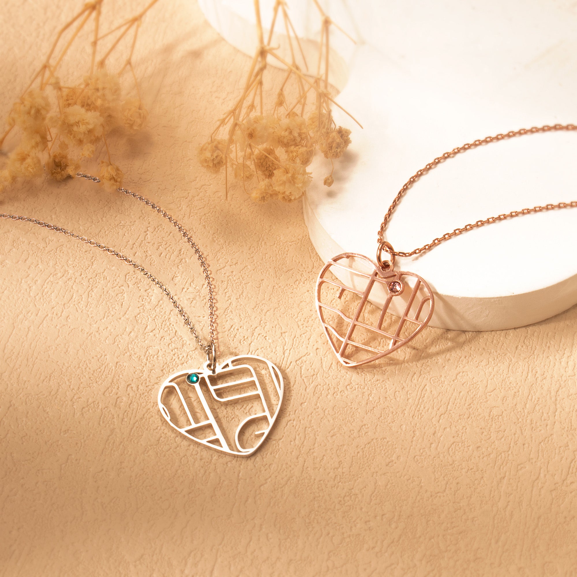 Heart Location Map Necklace