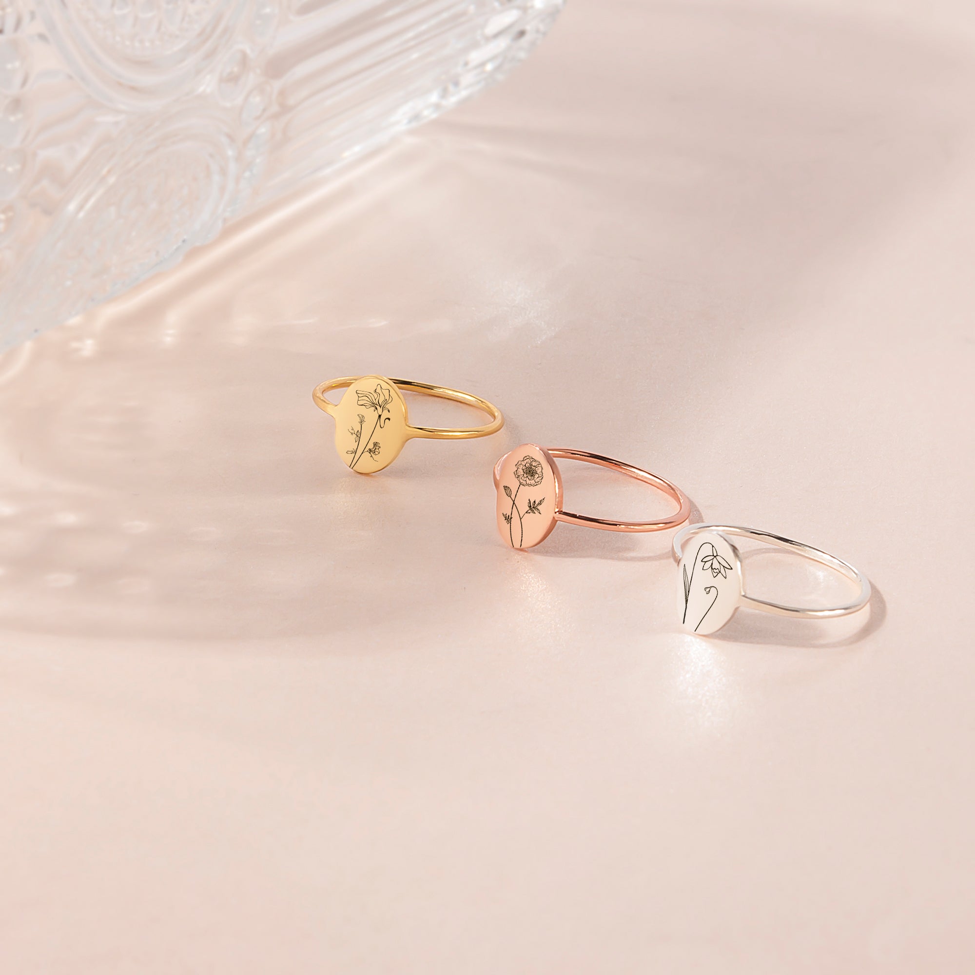 Birth Flower Sterling Silver Ring