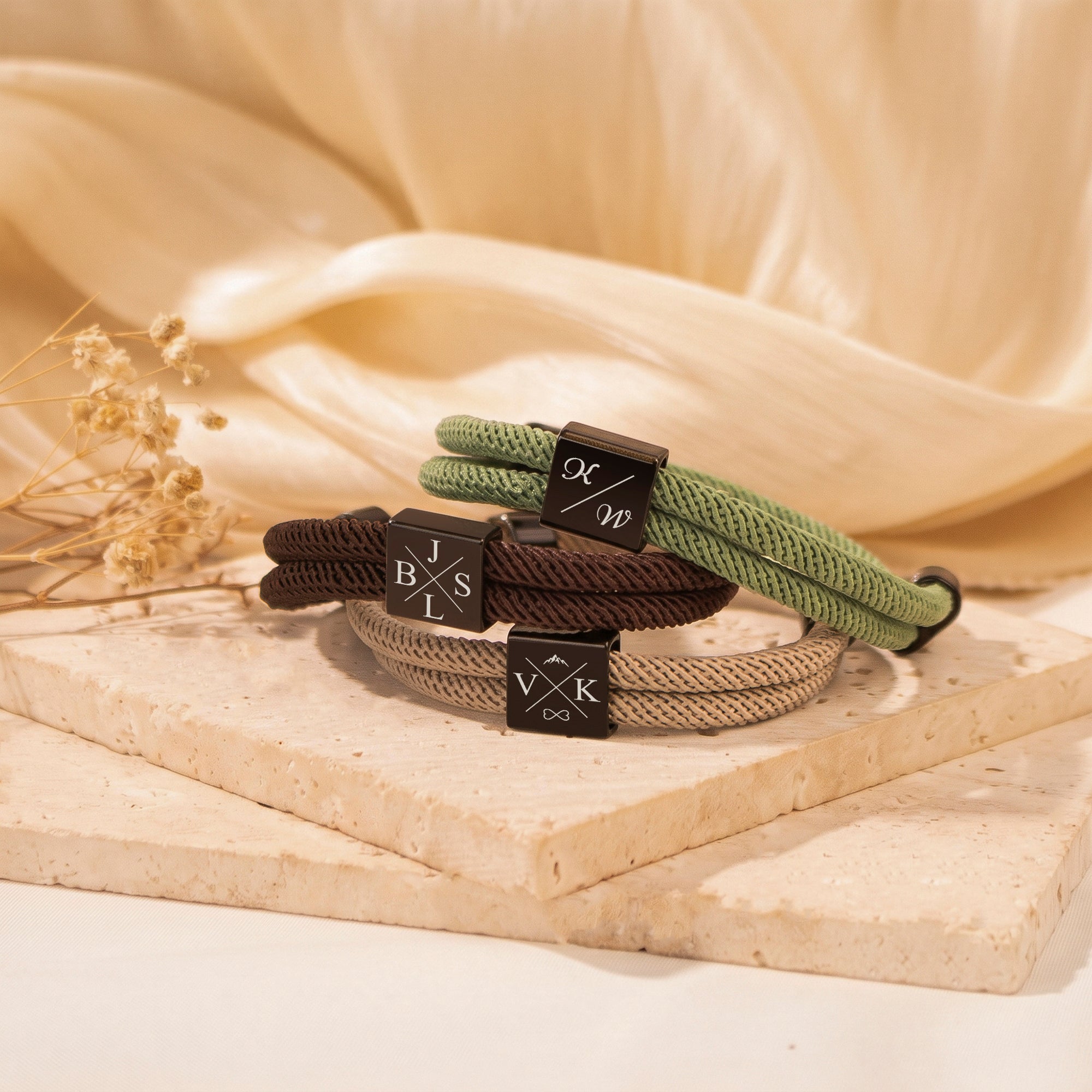 Custom Engraved Men's Adjustable Rope Bracelet