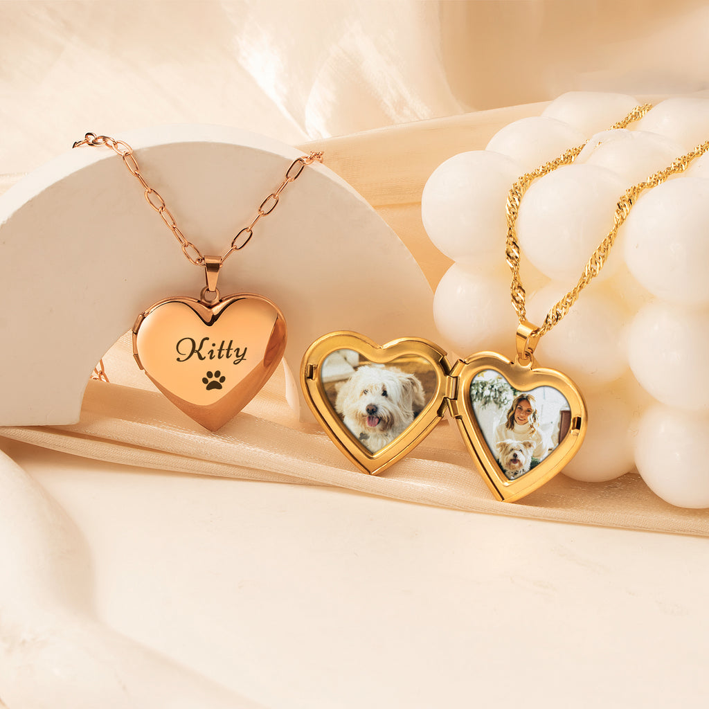 Personalized Heart Pet Photo Locket Necklace