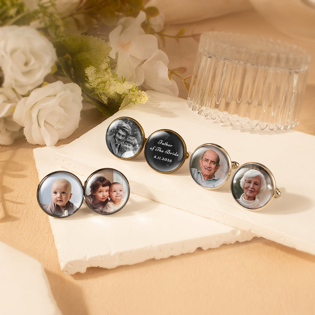 Round Photo Cufflinks with Glass Dome Cab
