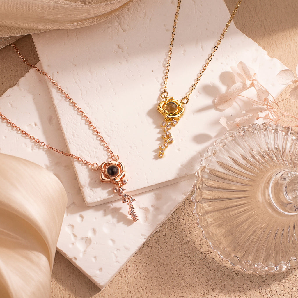 Rose Photo Projection Necklace