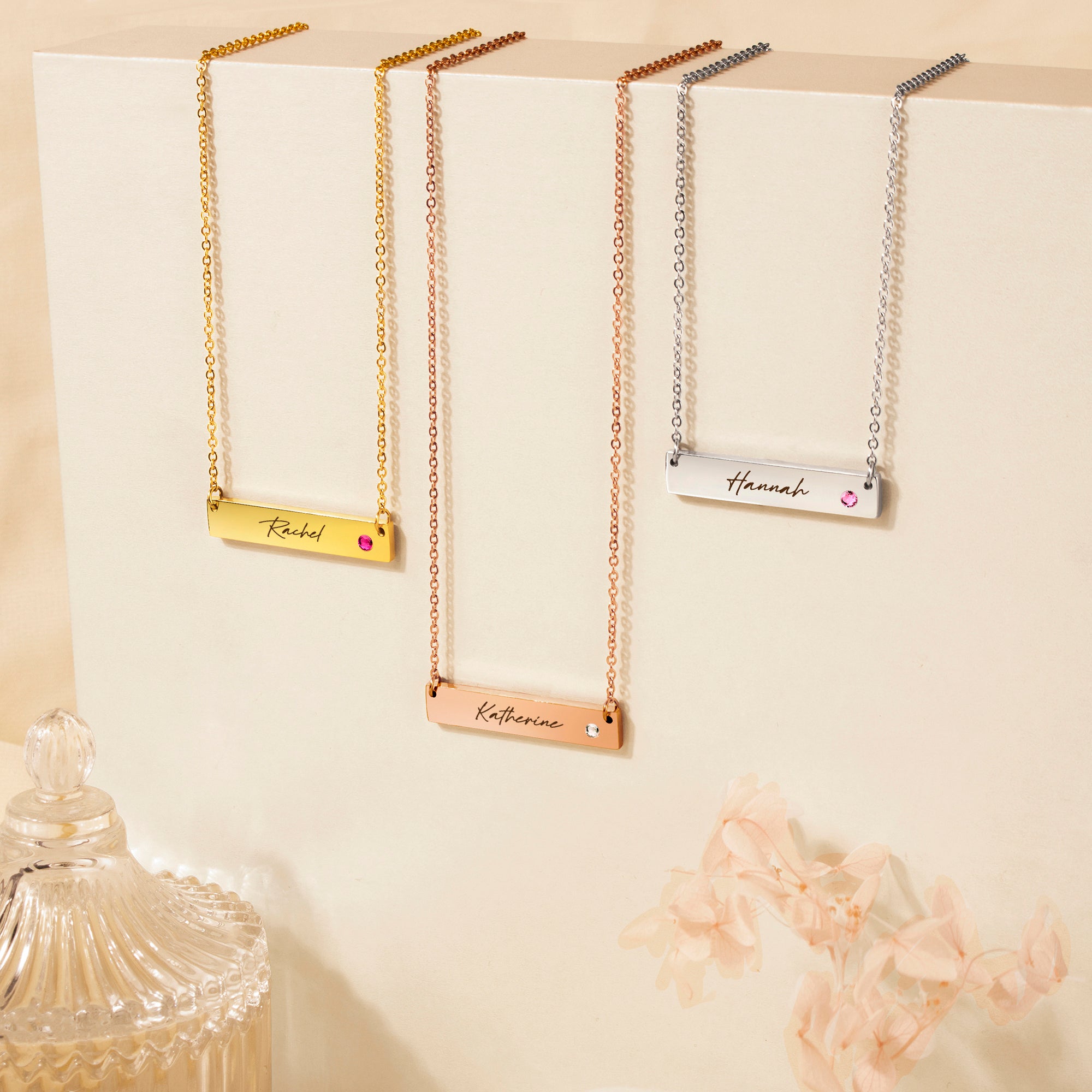 Birthstone Bar Handwriting Necklace