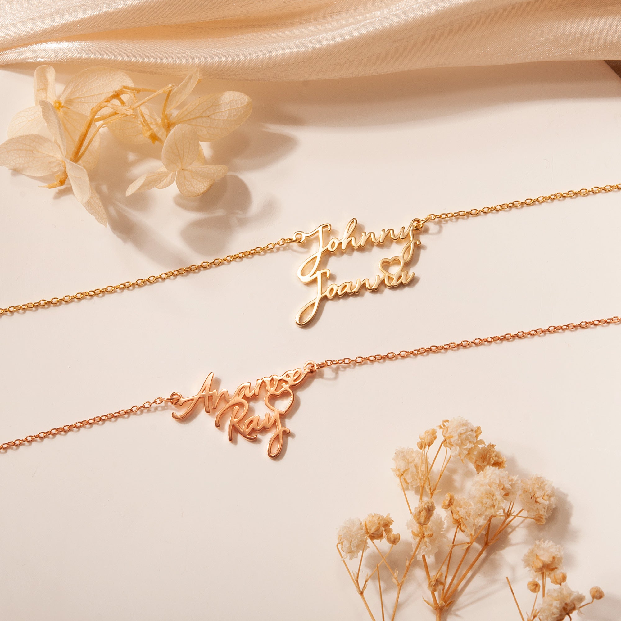 Couple's Name Necklace With Heart