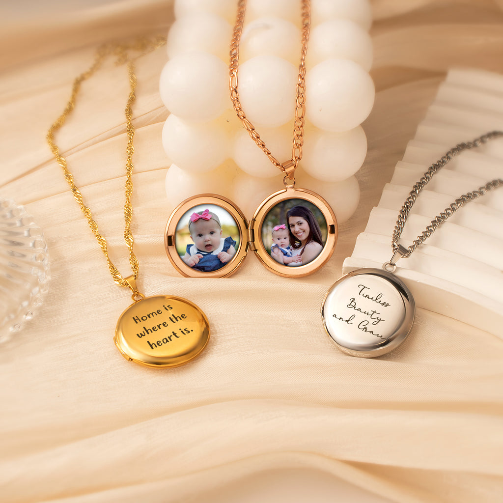 Round Photo Locket Necklace