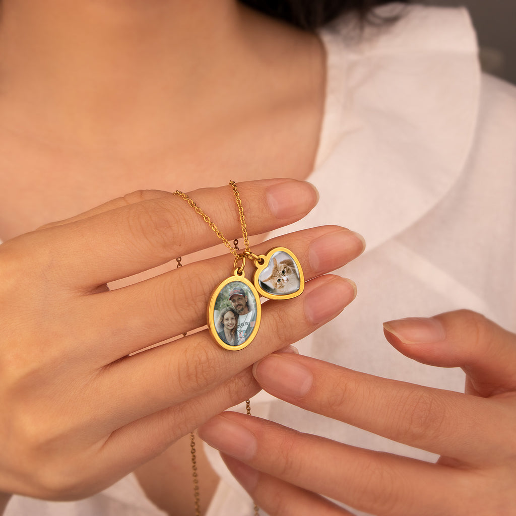 Multi-Shape Pet Photo Necklace with Glass Dome Cab
