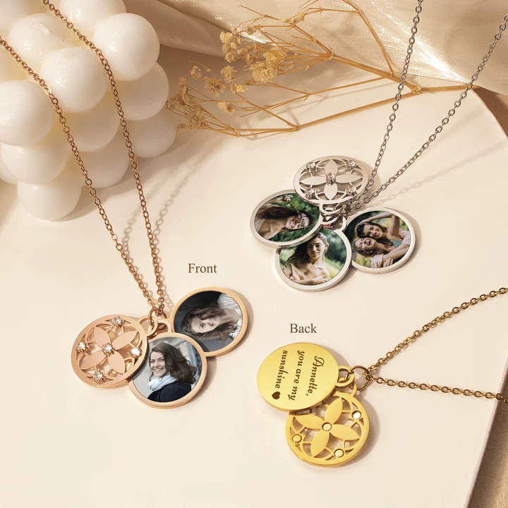 Four Leaf Photo Necklace
