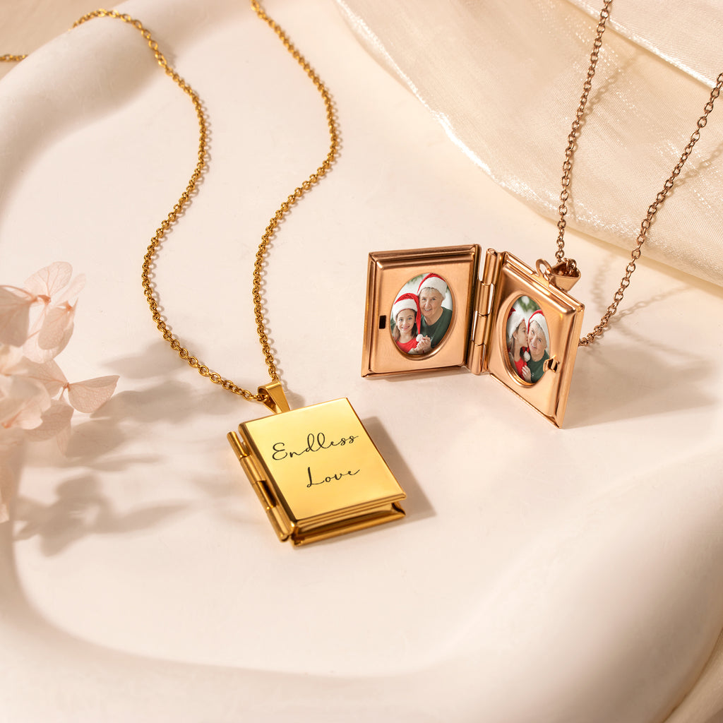 Square Photo Locket Necklace