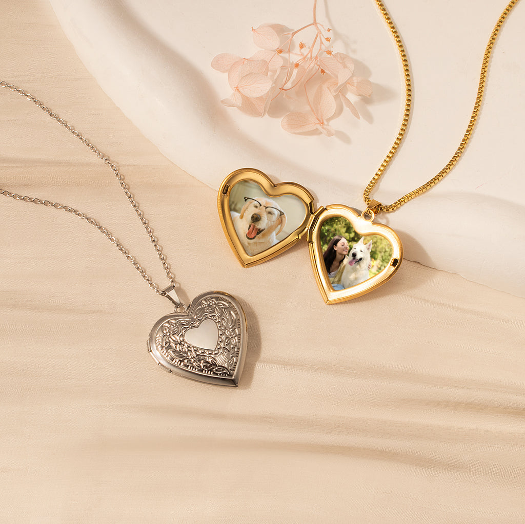 Raise Heart Photo Heart Pet Memorial Locket Necklace