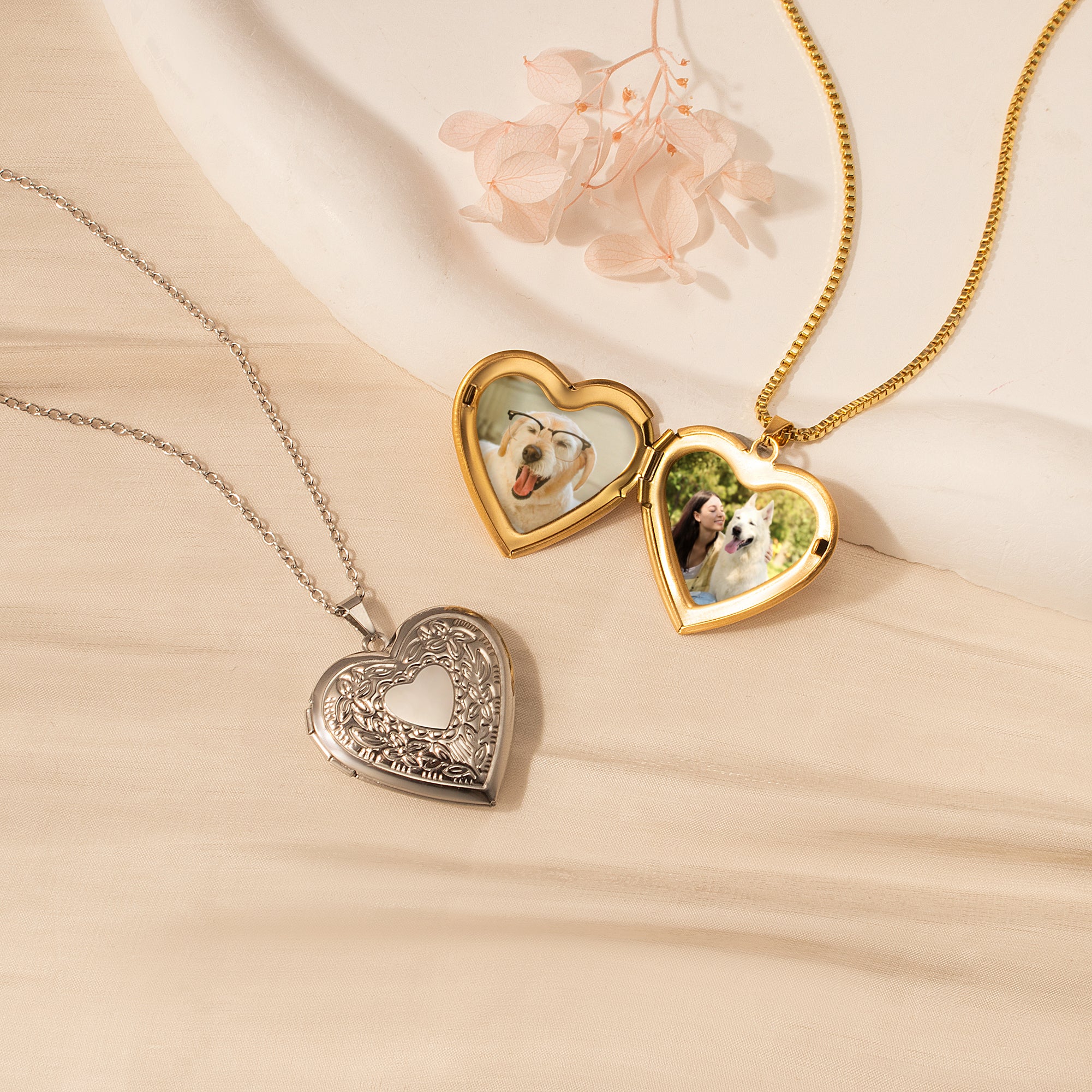 Raise Heart Photo Heart Pet Memorial Locket Necklace