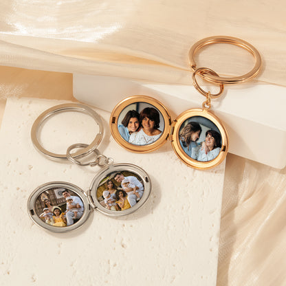 Custom Flower Garden Photo Locket Key Chain