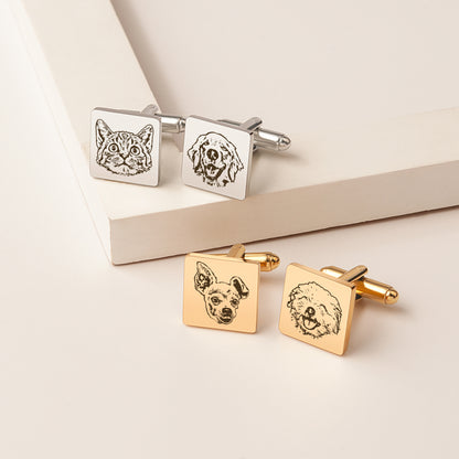 Custom Men's Pet Portrait Wedding Cuff Links