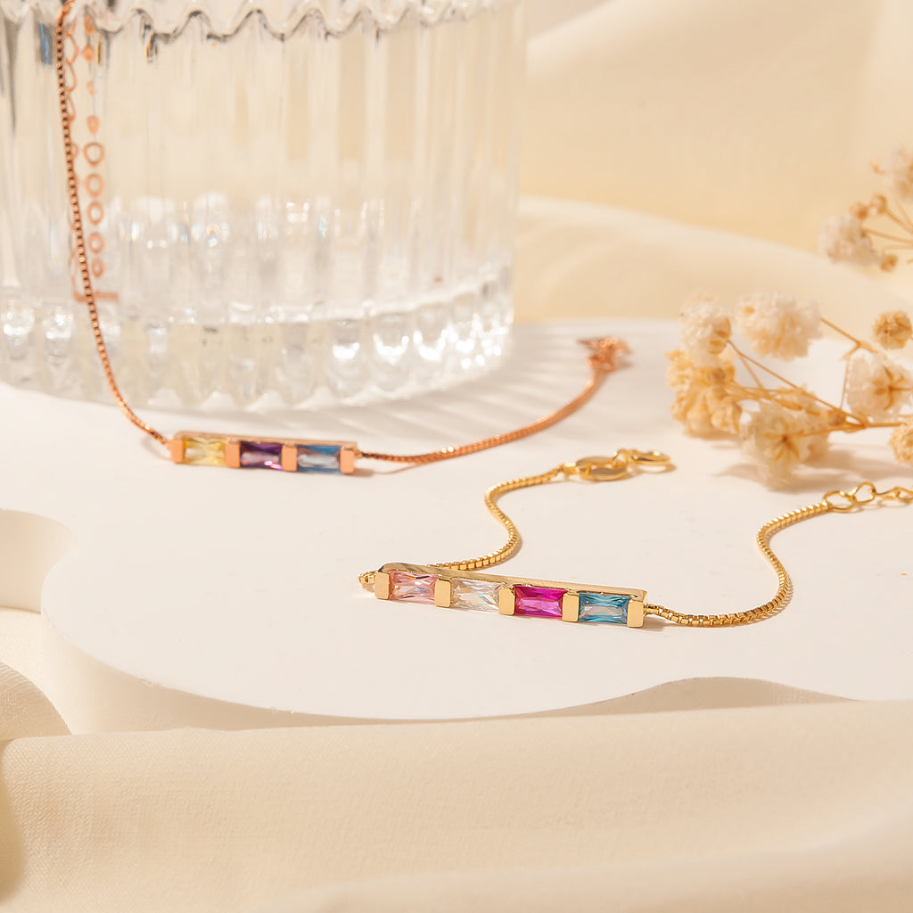Sterling Silver Birthstone Baguette Bracelet