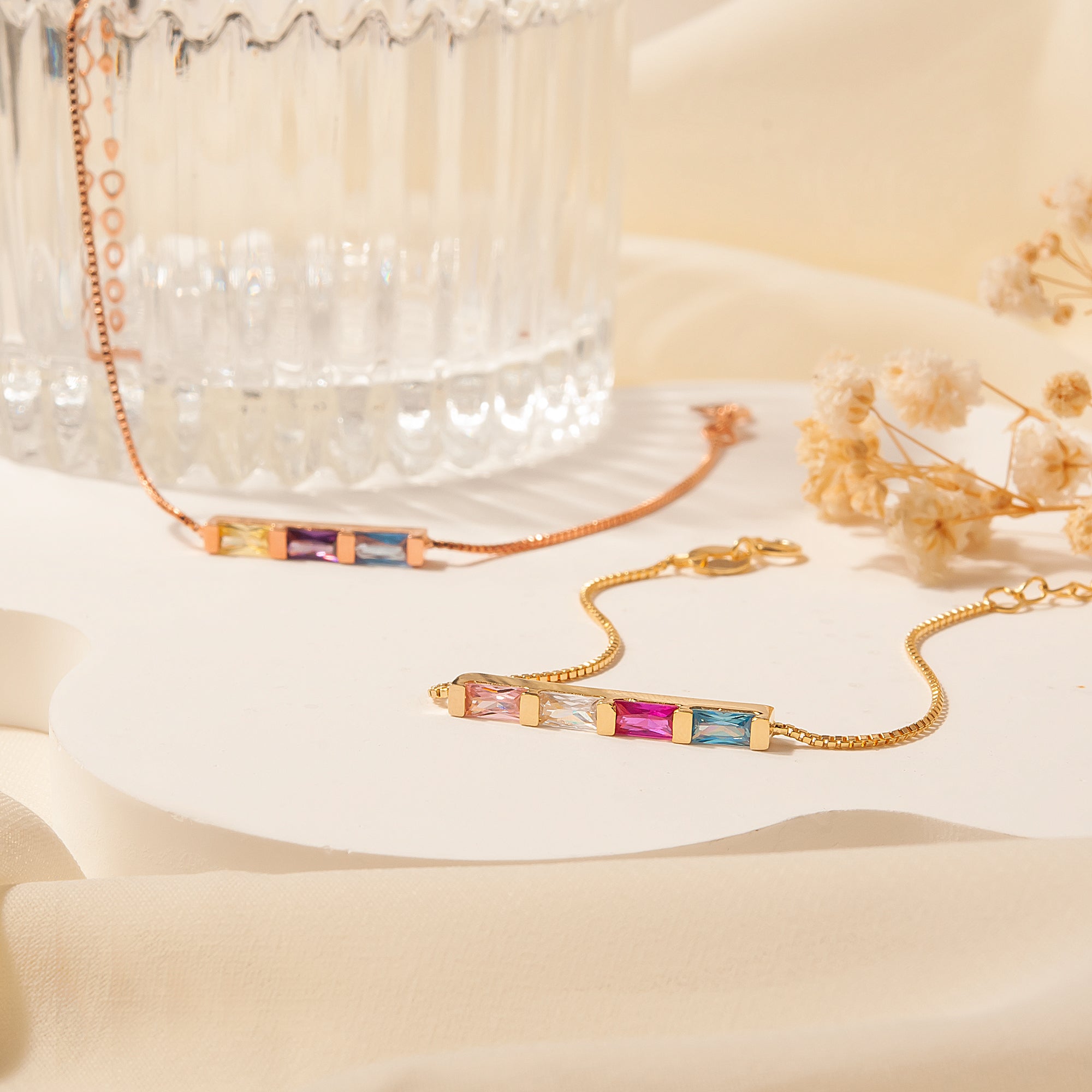 Sterling Silver Birthstone Baguette Bracelet