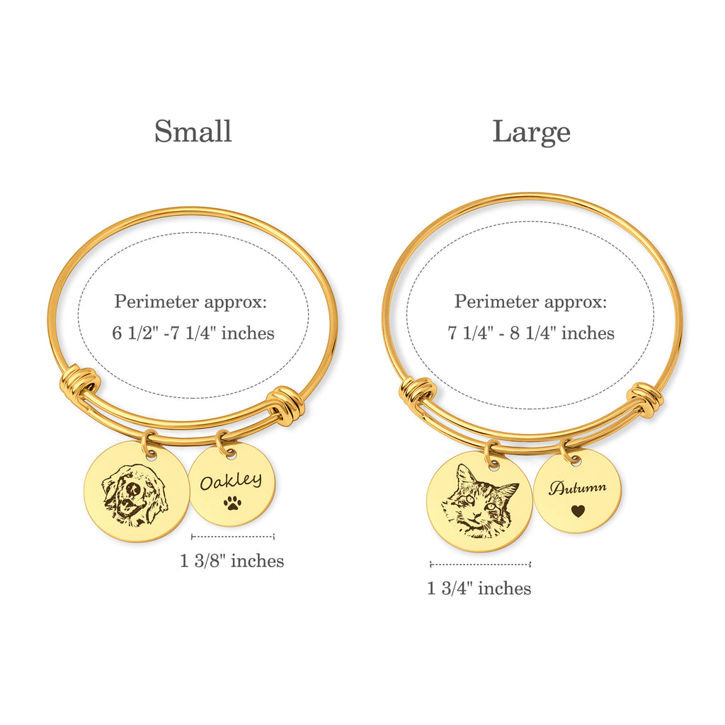 Pet Portrait Charm Adjustable Bangle
